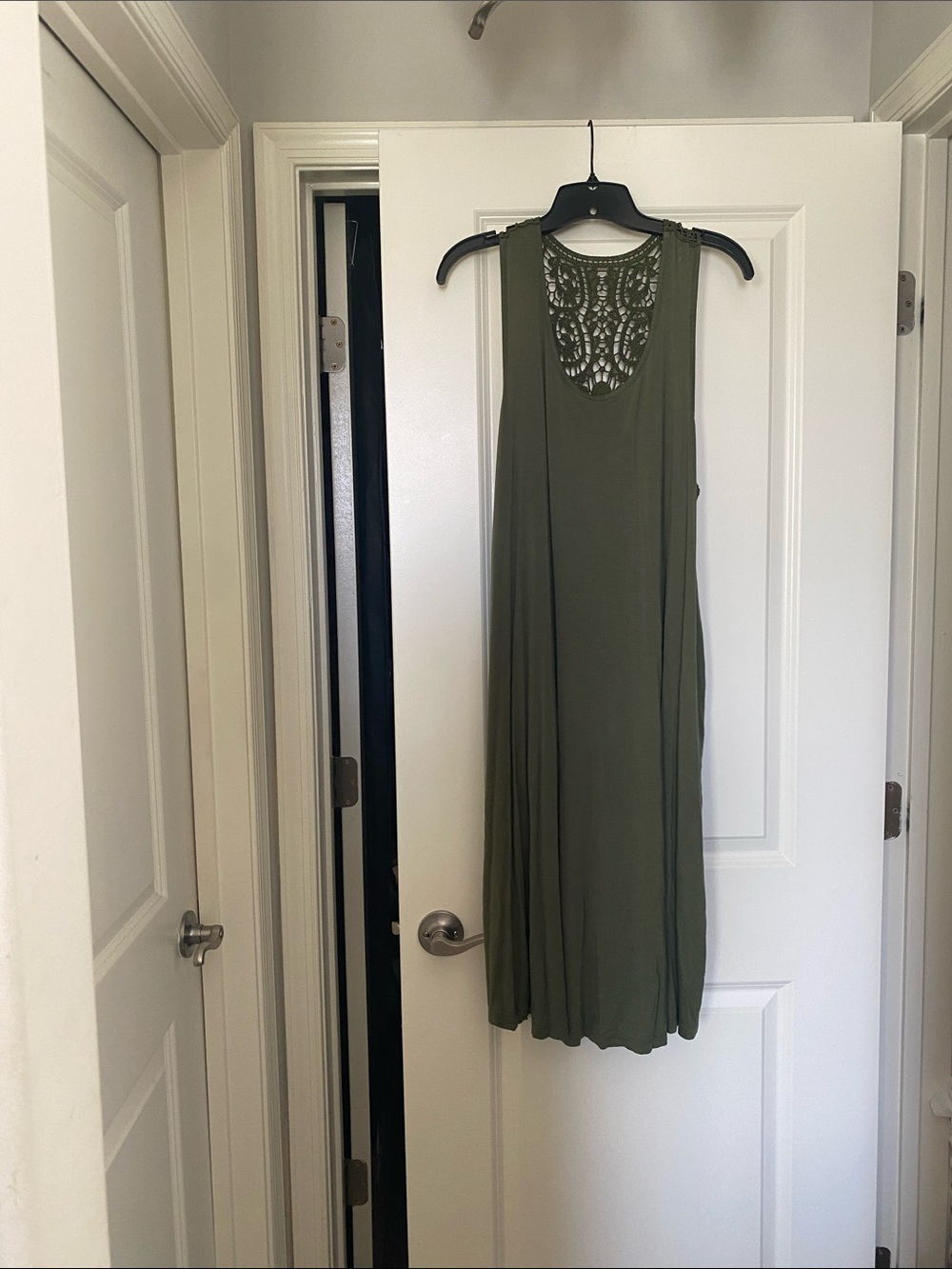 Lane Bryant Olive Crochet-Back Sleeveless Midi Dress